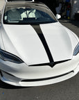 Model S Hood Racing Stripe Made from Xpel Ultimate Plus Black PPF