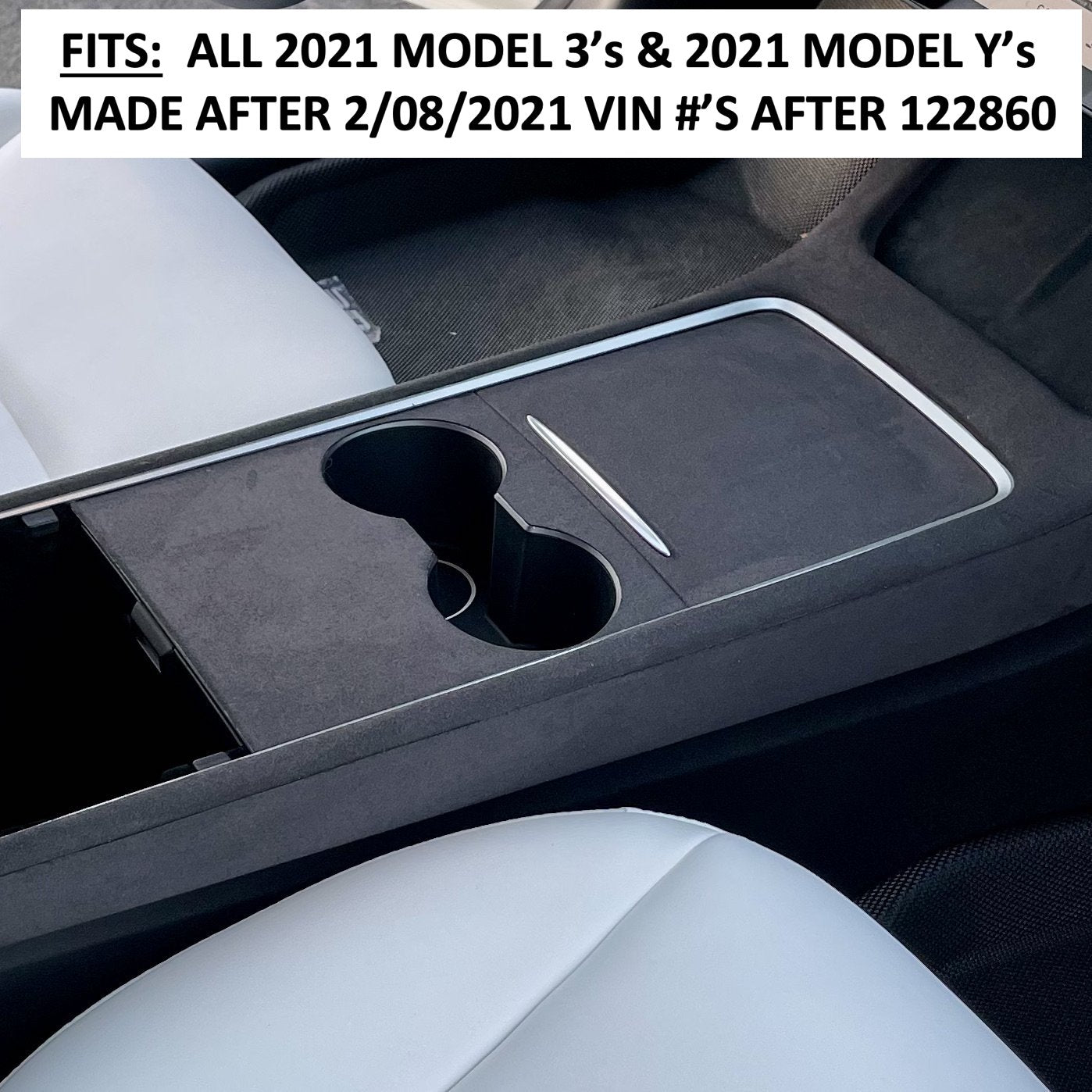 2021* | Model 3 &amp; Y Center Console Cover (Gen. 2) - Alcantara