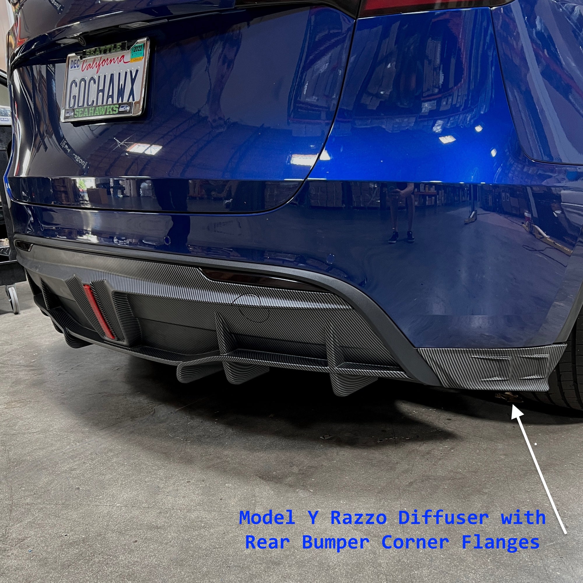 Model Y Razzo Rear Diffuser &amp; LED Brake Light- Hydro Carbon Fiber Coated