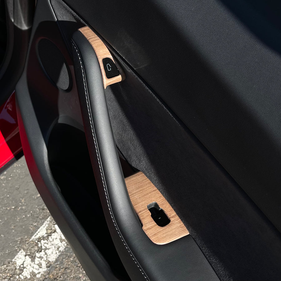 Model 3 & Y Door Switch Overlays (10 Pieces) - Real Open-Pore Wood Ven