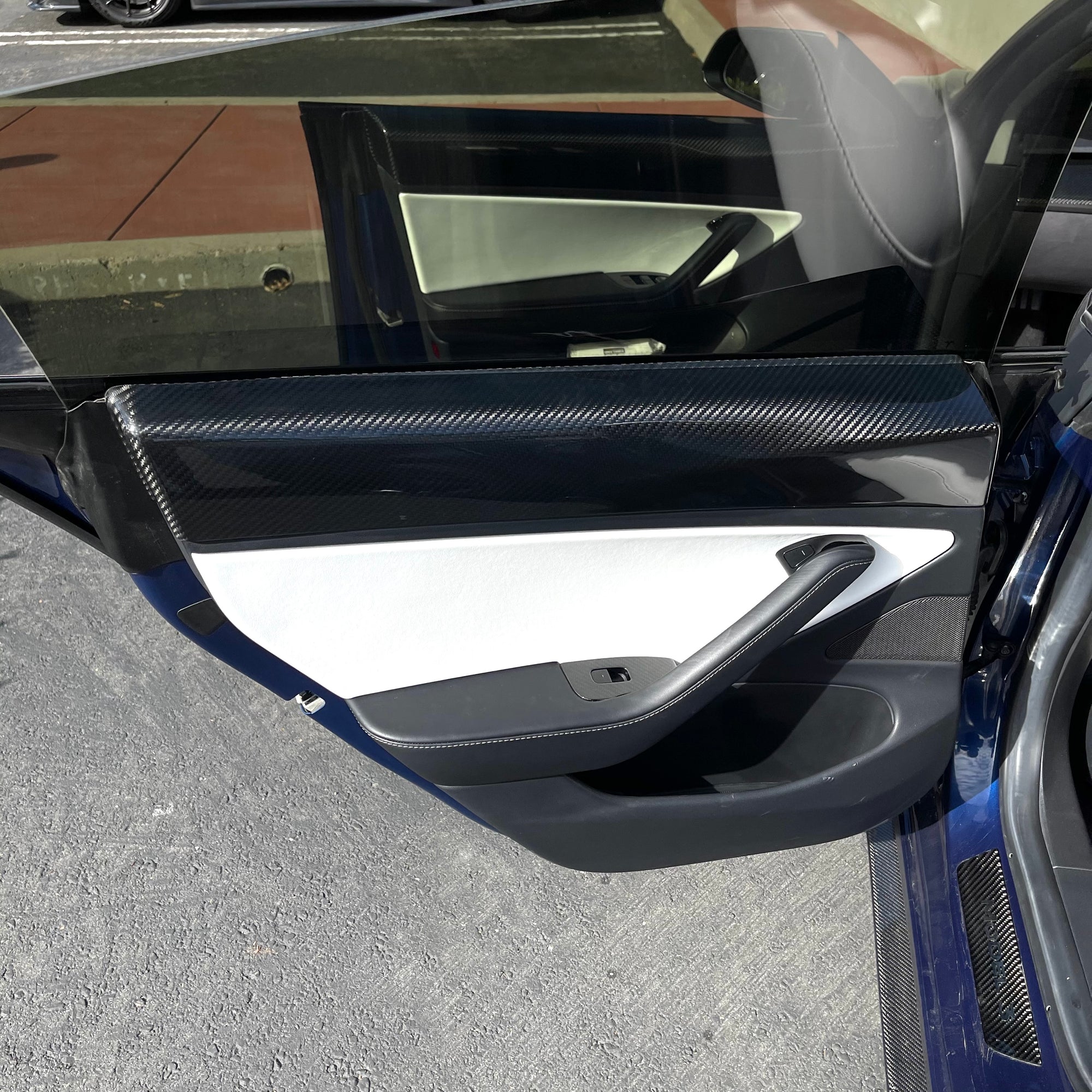 Model 3 Rear Door Panel Overlays - Real Molded Carbon Fiber