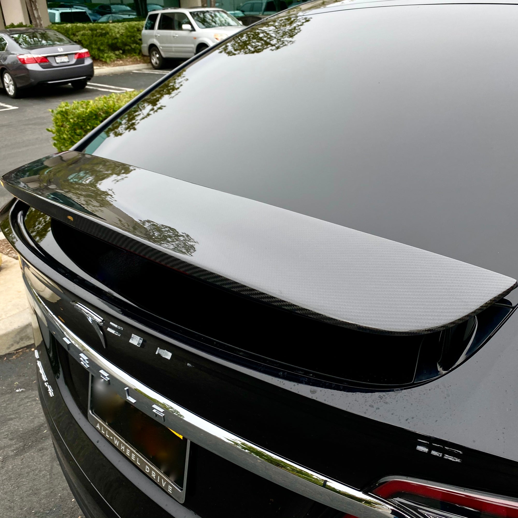 Model X Spoiler Overlay - Real Molded Carbon Fiber