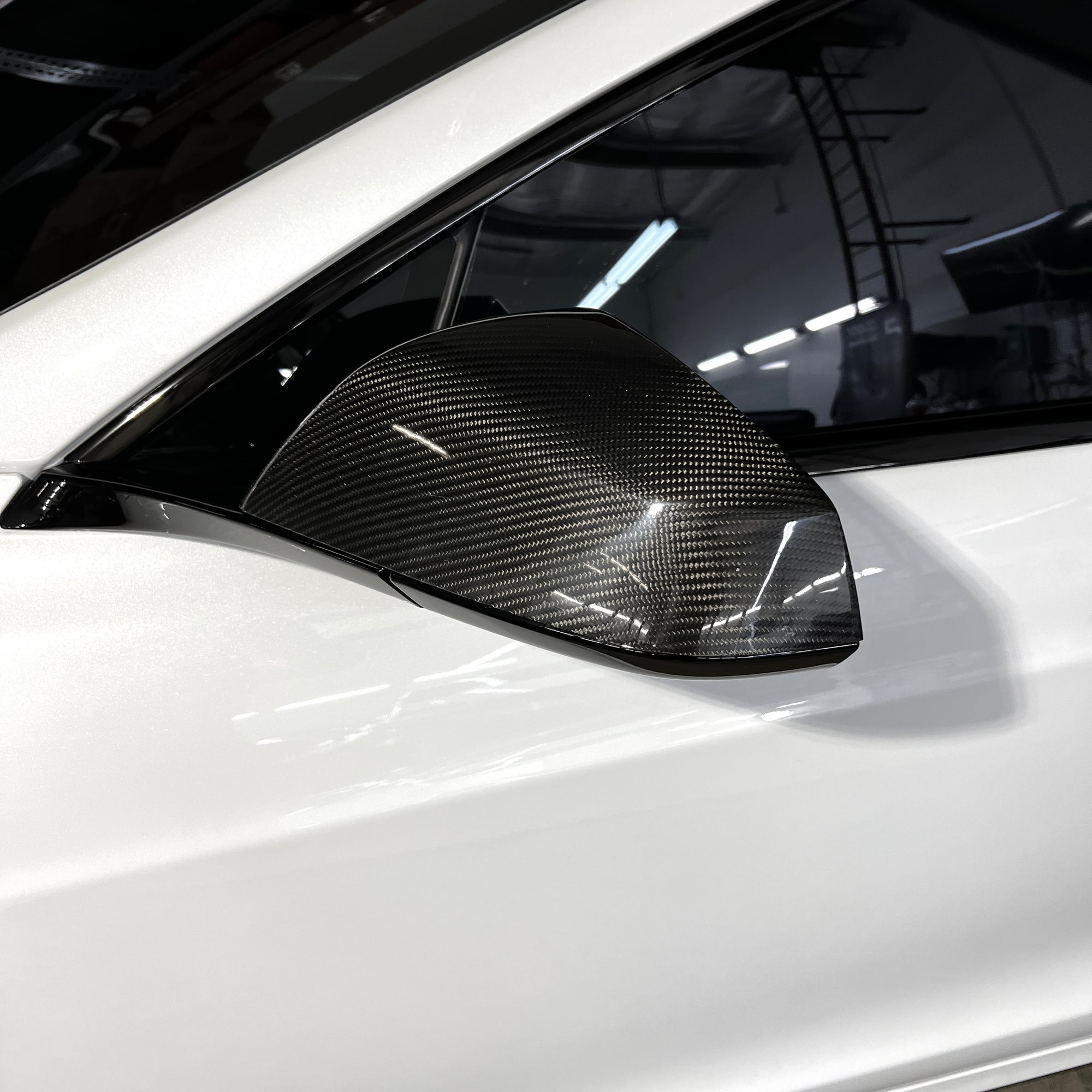 2021+ | Model S Plaid &amp; LR Side View Mirror Cap Overlays - Real Molded Carbon Fiber