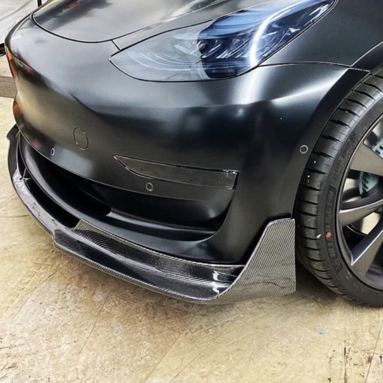 2017-2023 | Model 3 Viento Aero Front Lip - Real Molded Carbon Fiber