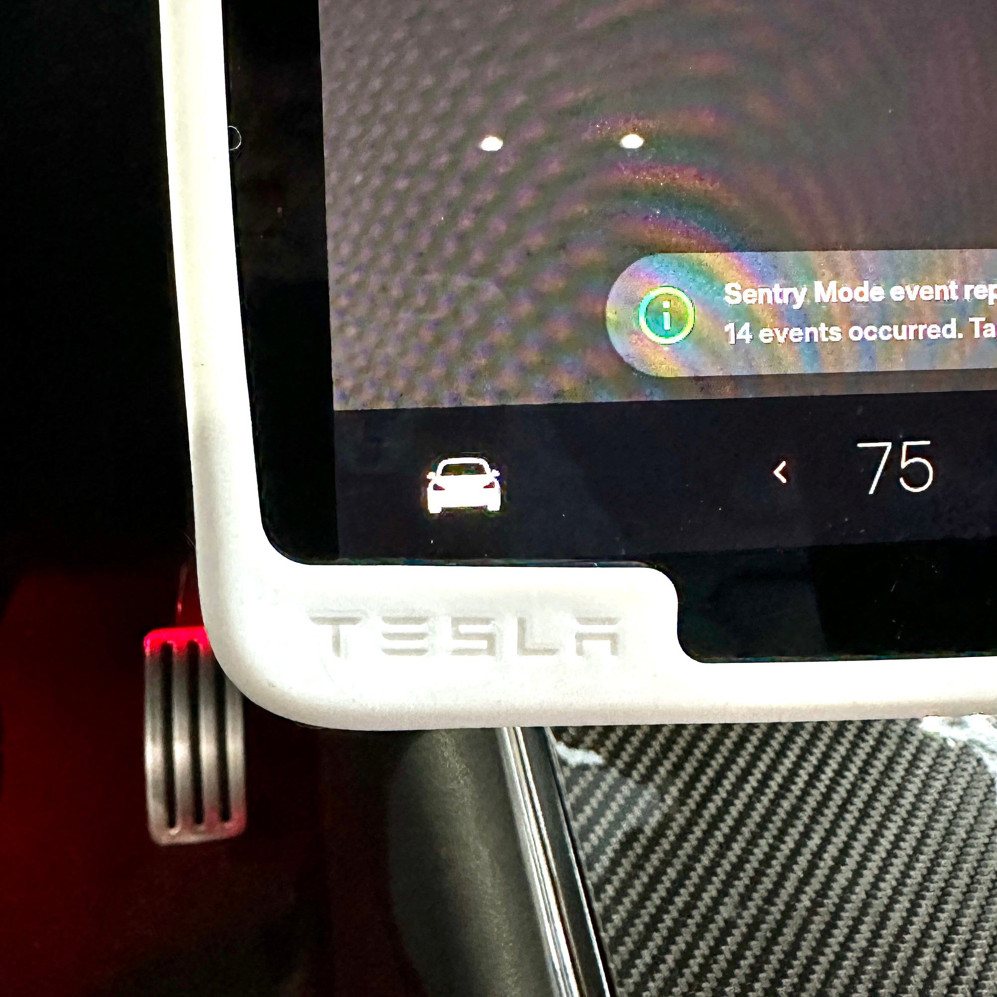 Model 3 &amp; Y Display Screen Frame Protector Wider TESLA Embossed - Black or White