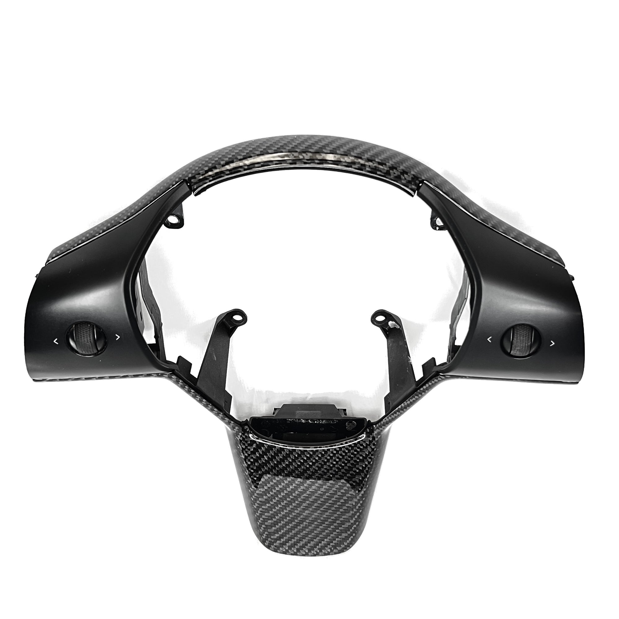 Model 3 &amp; Y Yoke Style Steering Wheel - Carbon Fiber &amp; Black Leather Handles