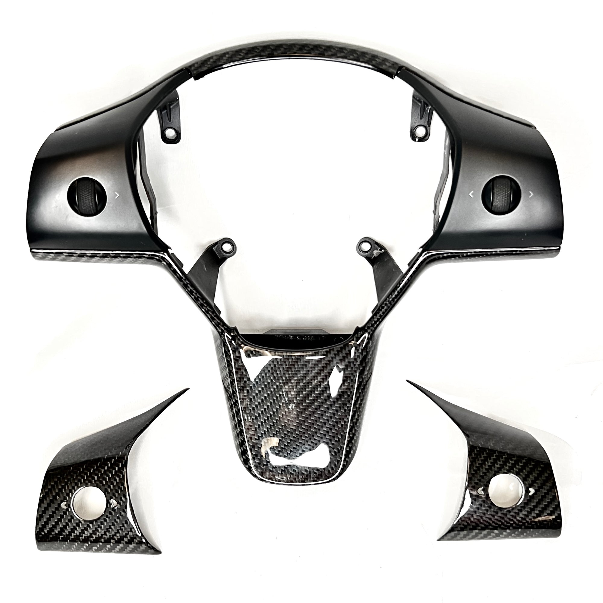 Model 3 &amp; Y Yoke Style Steering Wheel - Carbon Fiber &amp; Black Leather Handles