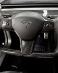 Model 3 & Y Yoke Style Steering Wheel - Carbon Fiber & Black Leather Handles