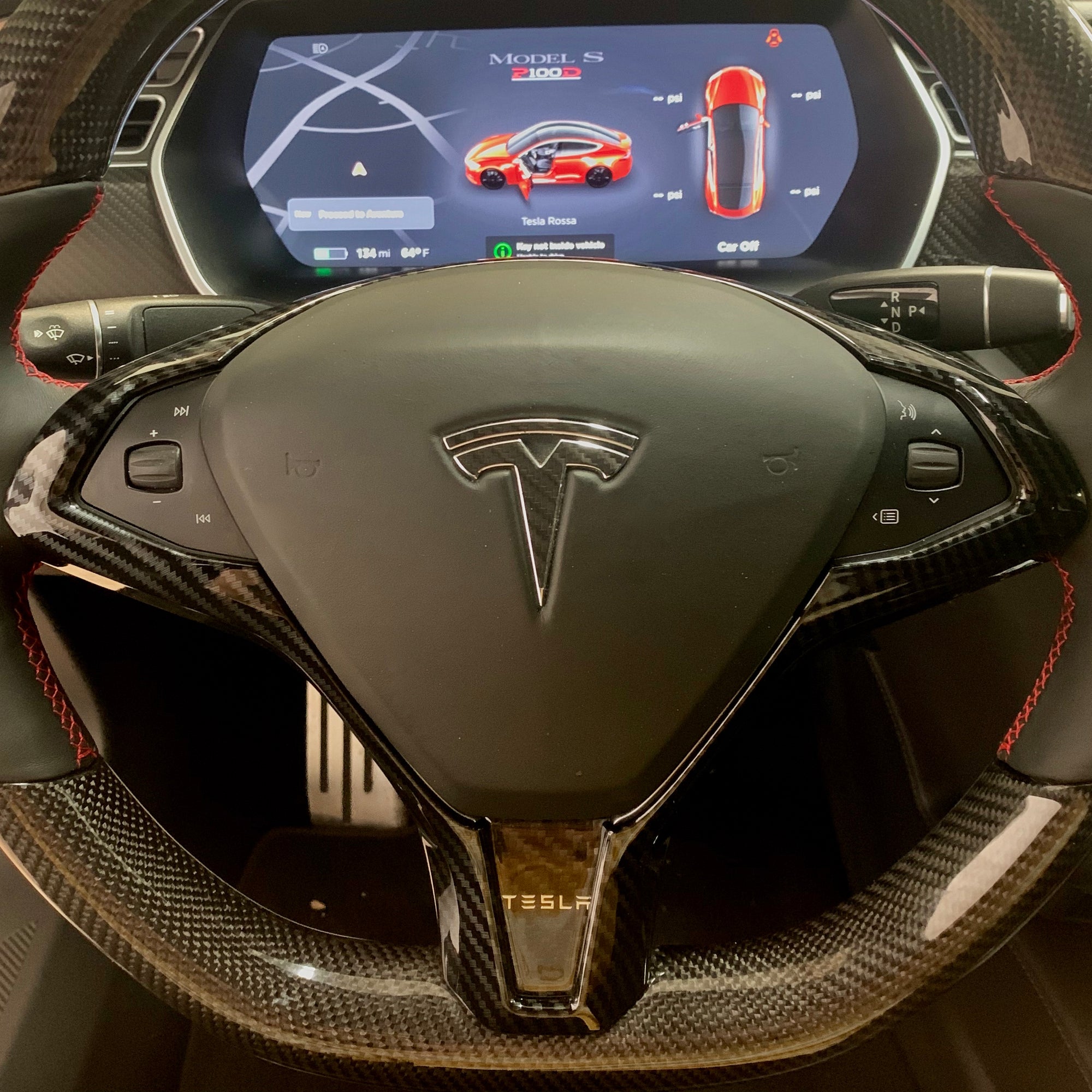 2012-2020 | Model S &amp; X Steering Wheel Bezel Cap - Hydro Carbon Fiber Coated