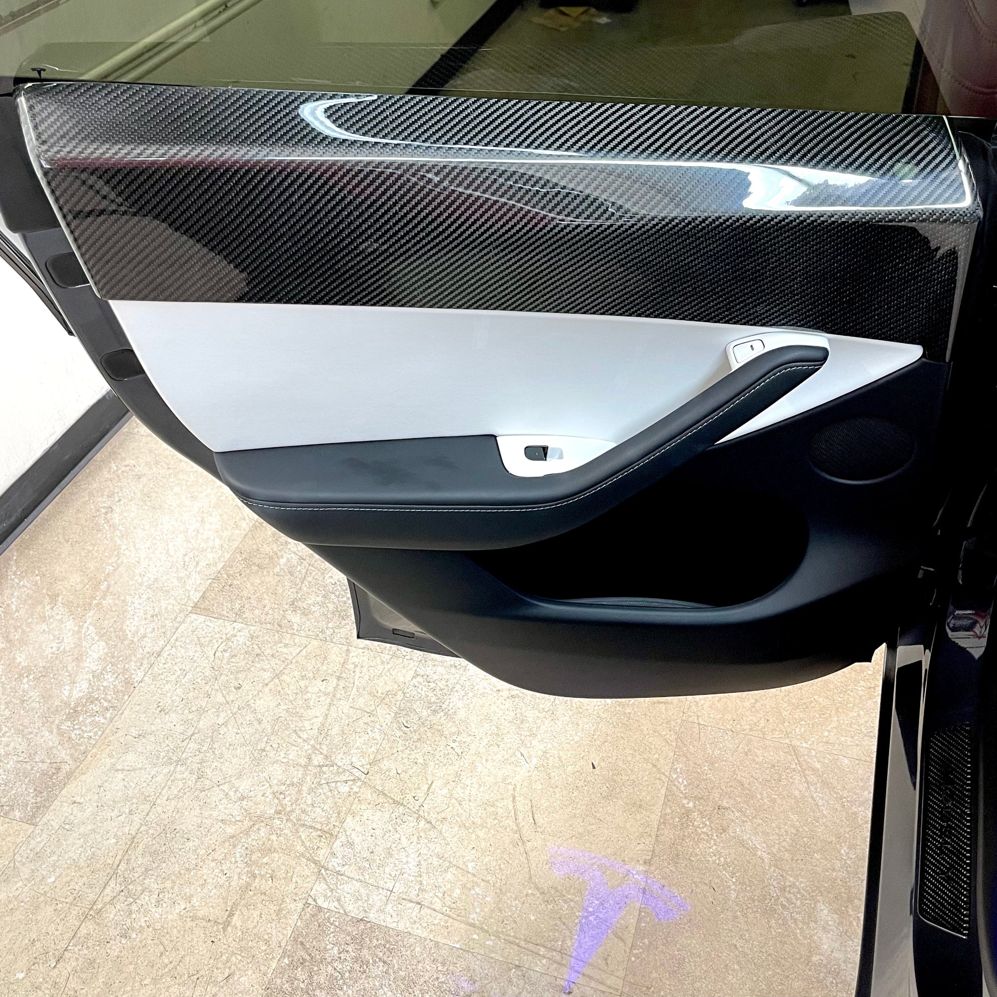 Model Y Rear Door Panel Overlays (1 Pair) - Real Molded Carbon Fiber