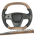 2021-2023 | Model S & X Yoke Round Sport Steering Wheel - Walnut Decor Wood Matching