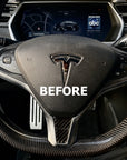 2012-2020 | Model S & X Steering Wheel Bezel Cap - Hydro Carbon Fiber Coated