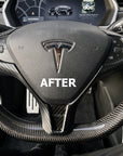 2012-2020 | Model S & X Steering Wheel Bezel Cap - Hydro Carbon Fiber Coated