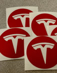 Model S, 3, X & Y Center Wheel Hub Outer T Vinyl Decal Wrap (5 Piece)