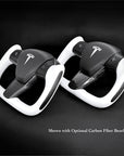 Model 3 & Y Rounded Base Heated Yoke Steering Wheel -Real Molded Carbon Fiber Handle Inlays