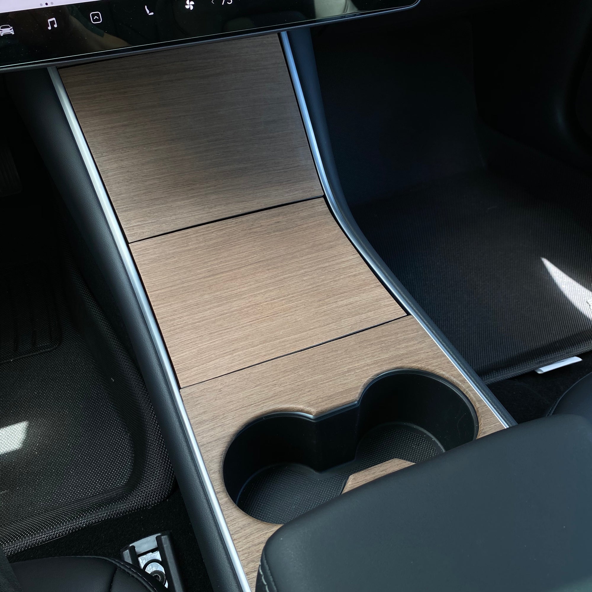 Model 3 &amp; Y Center Console Overlays (Gen. 1) - Real Open-Pore Wood Veneers