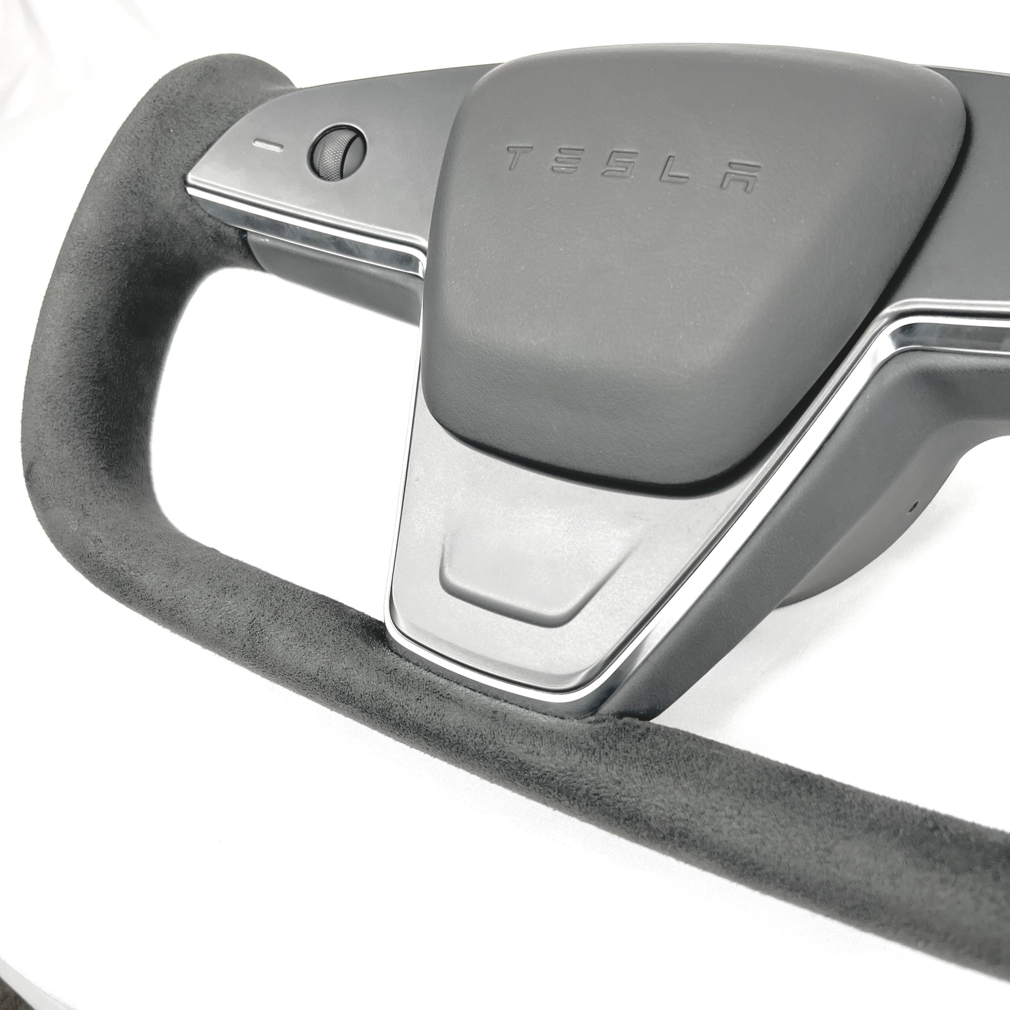 2021-2023 | Model S &amp; X Yoke Steering Wheel Upgrade, TESLA Factory Original Resurfaced with Soft Napa Leather &amp; Fully Heated