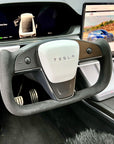 2021-2023 | Model S & X Yoke Steering Wheel Upgrade, TESLA Factory Original Resurfaced with Soft Napa Leather & Fully Heated