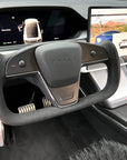 2021-2023 | Model S & X Yoke Steering Wheel Upgrade, TESLA Factory Original Resurfaced with Soft Napa Leather & Fully Heated