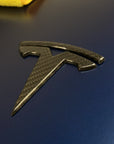 Model 3 T Logo Overlay (4 Pieces) Front & Back - Real Molded Carbon Fiber