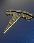 Model 3 T Logo Overlay (4 Pieces) Front & Back - Real Molded Carbon Fiber