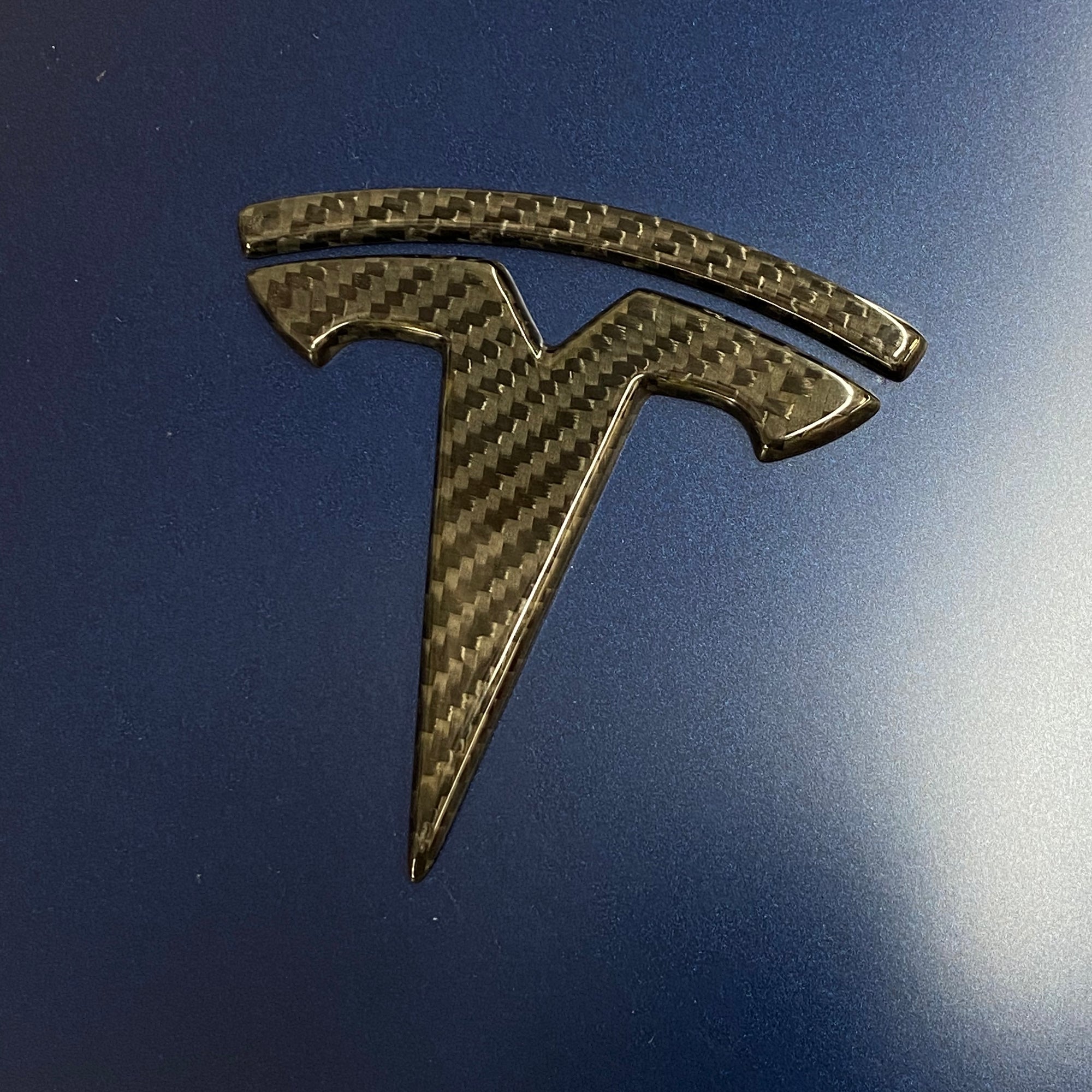 Model 3 T Logo Overlay (4 Pieces) Front &amp; Back - Real Molded Carbon Fiber