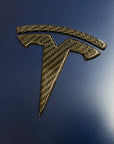 Model 3 T Logo Overlay (4 Pieces) Front & Back - Real Molded Carbon Fiber