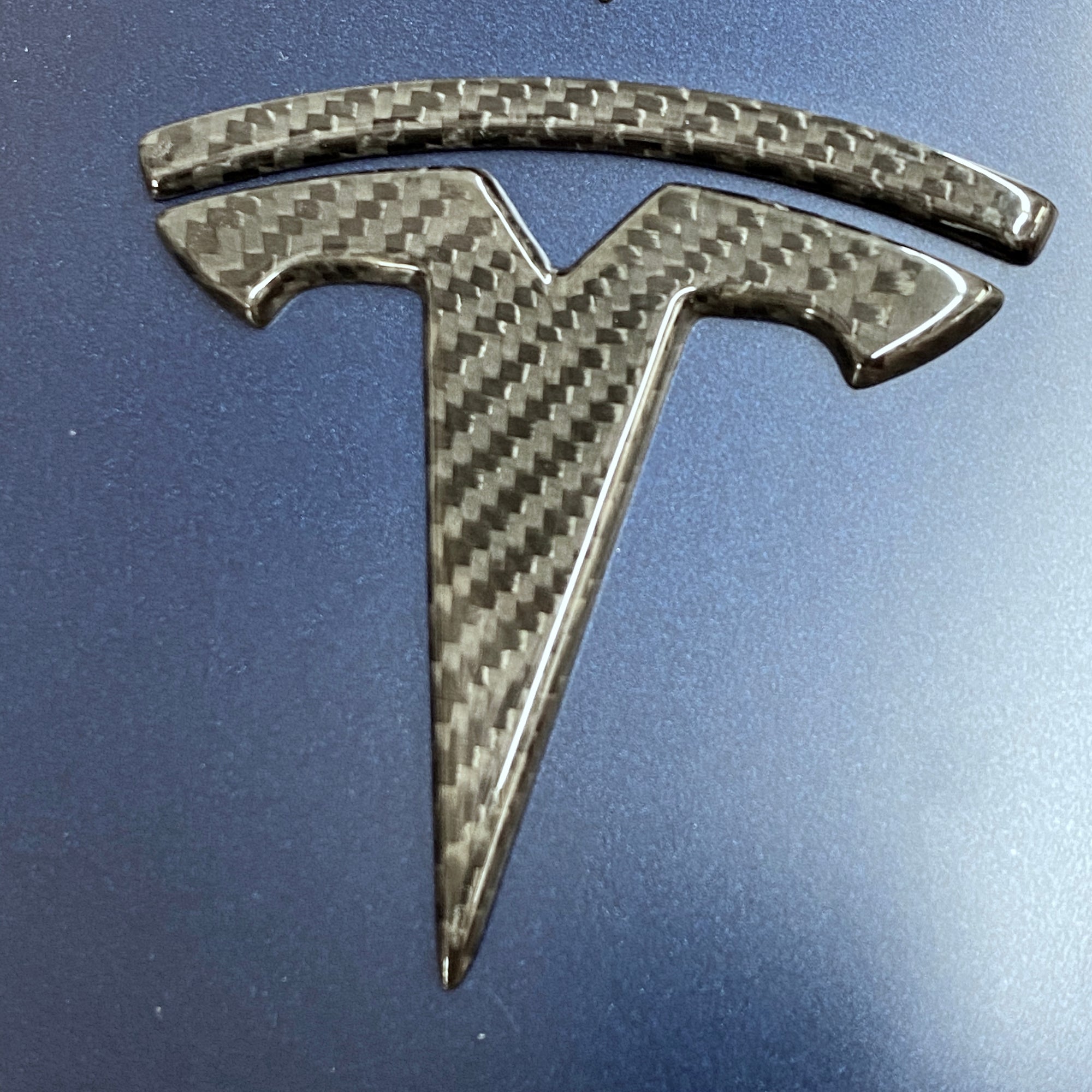 Model 3 T Logo Overlay (4 Pieces) Front &amp; Back - Real Molded Carbon Fiber