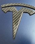 Model 3 T Logo Overlay (4 Pieces) Front & Back - Real Molded Carbon Fiber