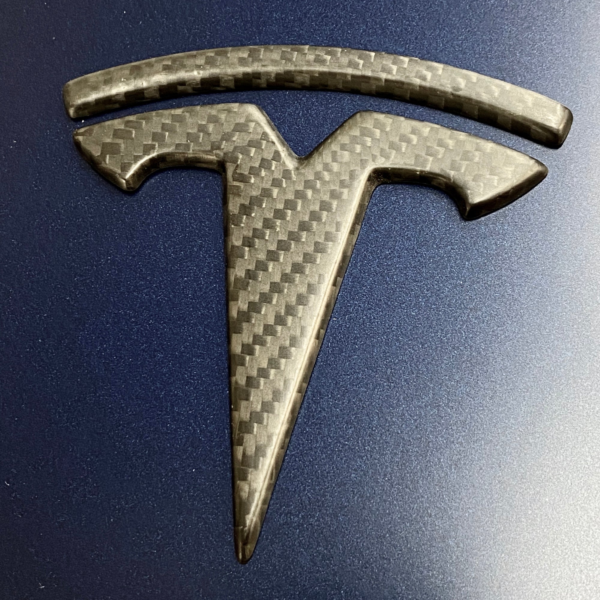 Model 3 T Logo Overlay (4 Pieces) Front &amp; Back - Real Molded Carbon Fiber