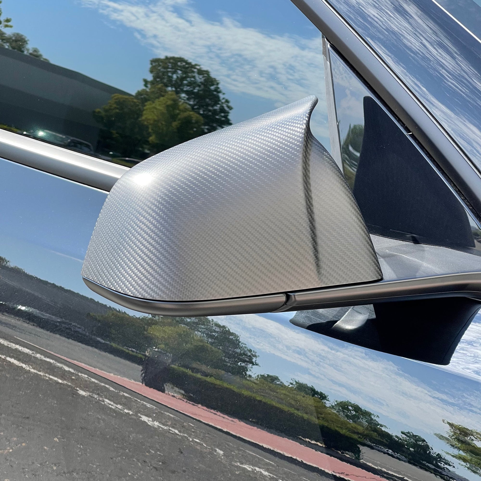 Model Y GT Style Side View Mirror Overlays (1 Pair) - Real Molded Carbon Fiber