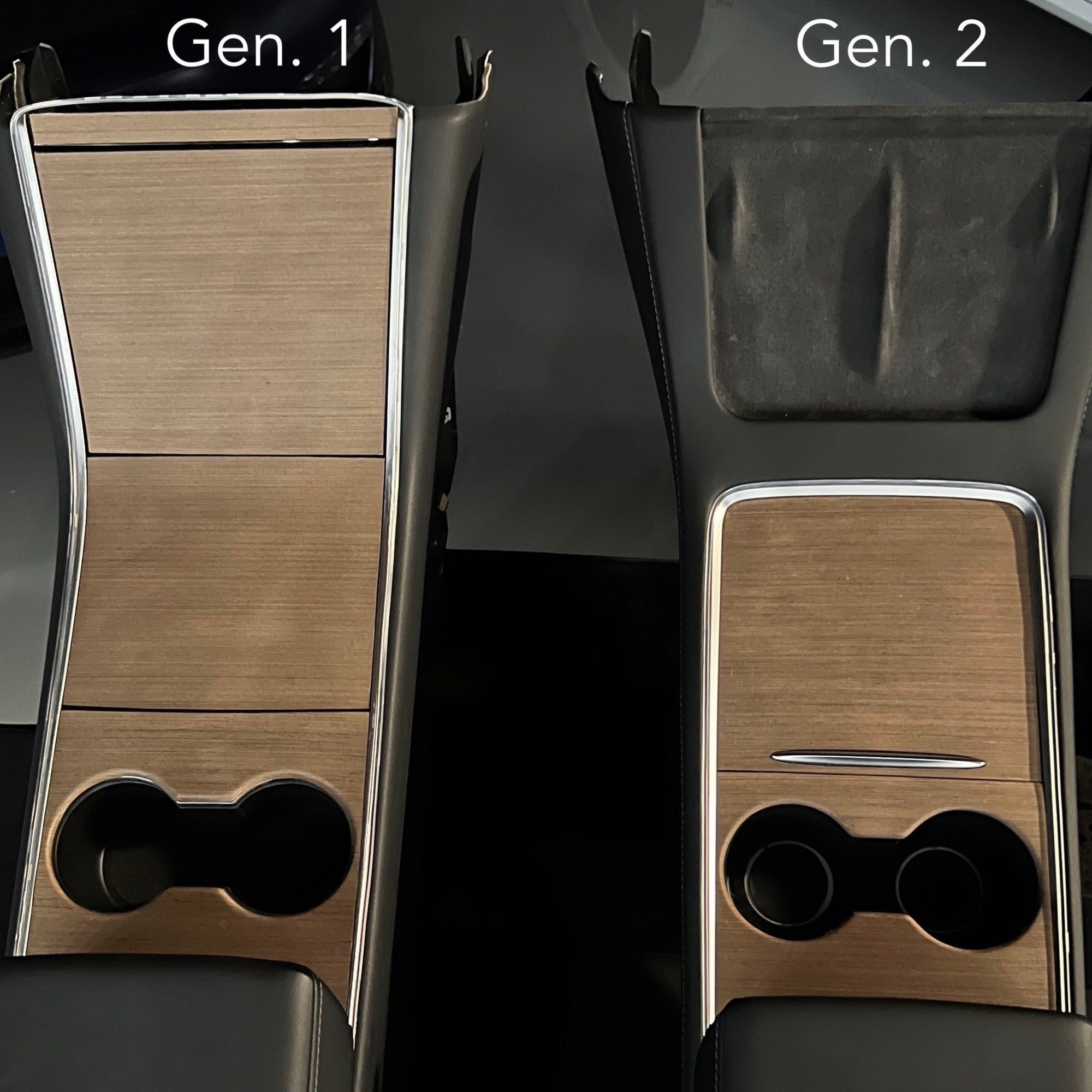 Model 3 &amp; Y Center Console Overlays - Flat Open-Pore Wood (Gen. 2) - Version 3