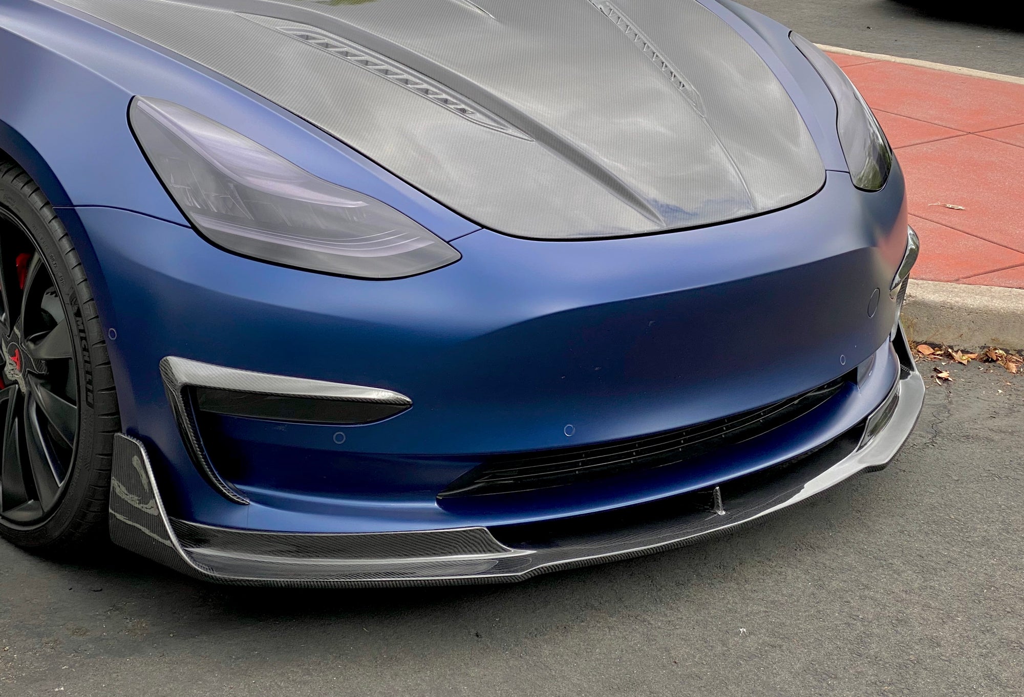 2017-2023 | Model 3 Viento Aero Front Lip - Real Molded Carbon Fiber