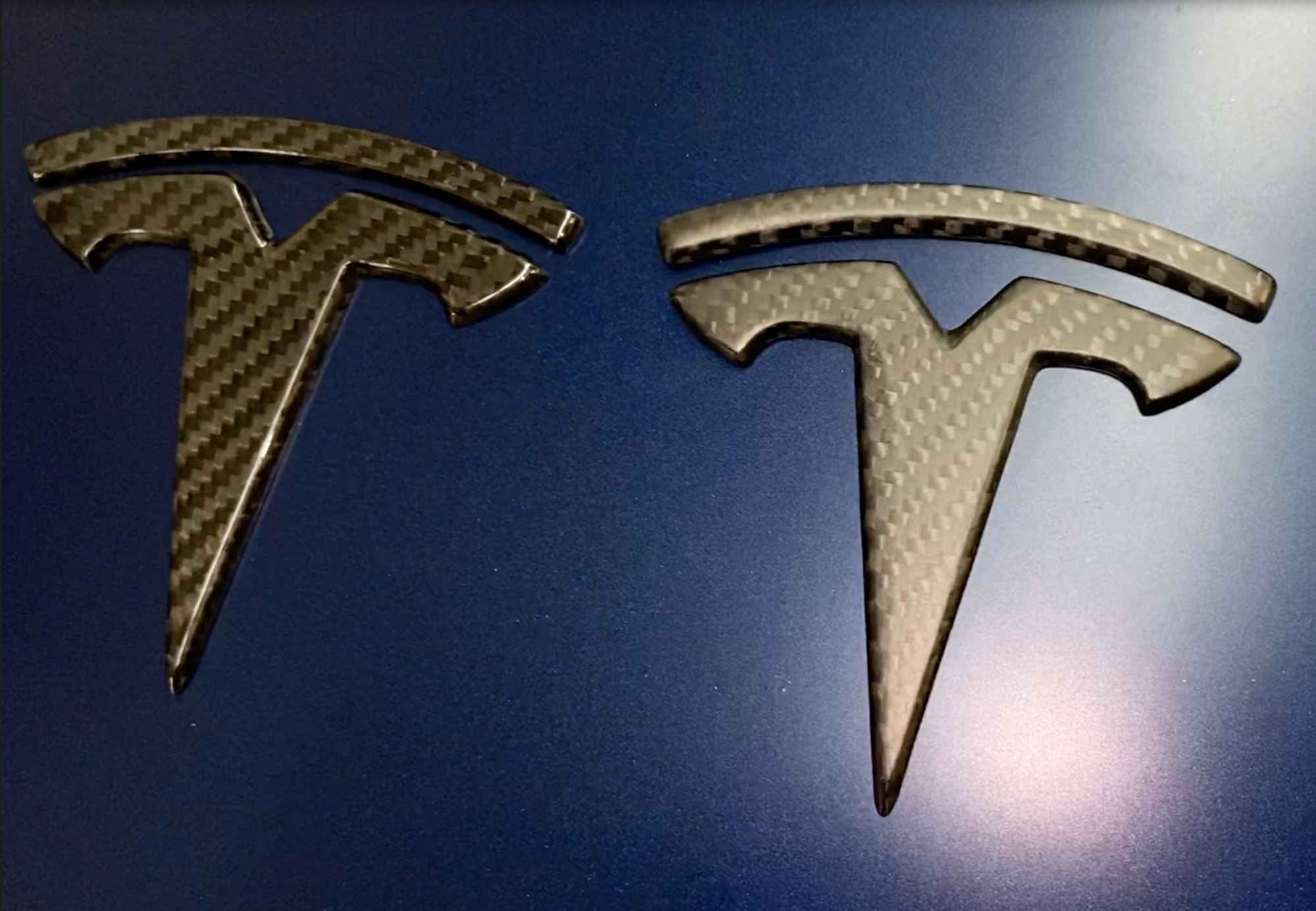 Model 3 T Logo Overlay (4 Pieces) Front &amp; Back - Real Molded Carbon Fiber