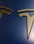 Model 3 T Logo Overlay (4 Pieces) Front & Back - Real Molded Carbon Fiber