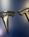 Model 3 T Logo Overlay (4 Pieces) Front & Back - Real Molded Carbon Fiber