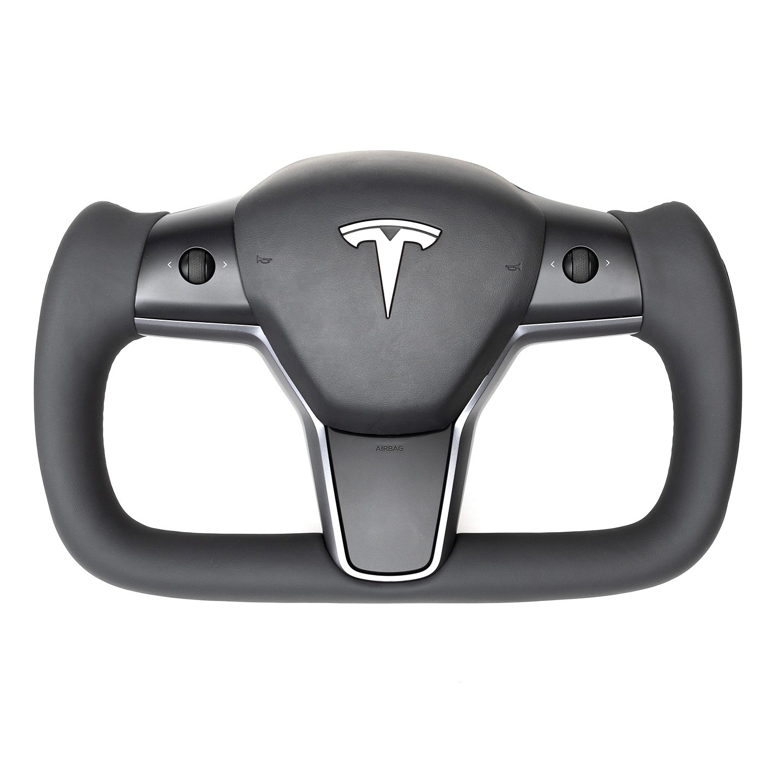 Model 3 &amp; Y Rounded Base Heated Yoke Steering Wheel -Real Molded Carbon Fiber Handle Inlays