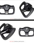 Model 3 & Y Rounded Base Heated Yoke Steering Wheel -Real Molded Carbon Fiber Handle Inlays