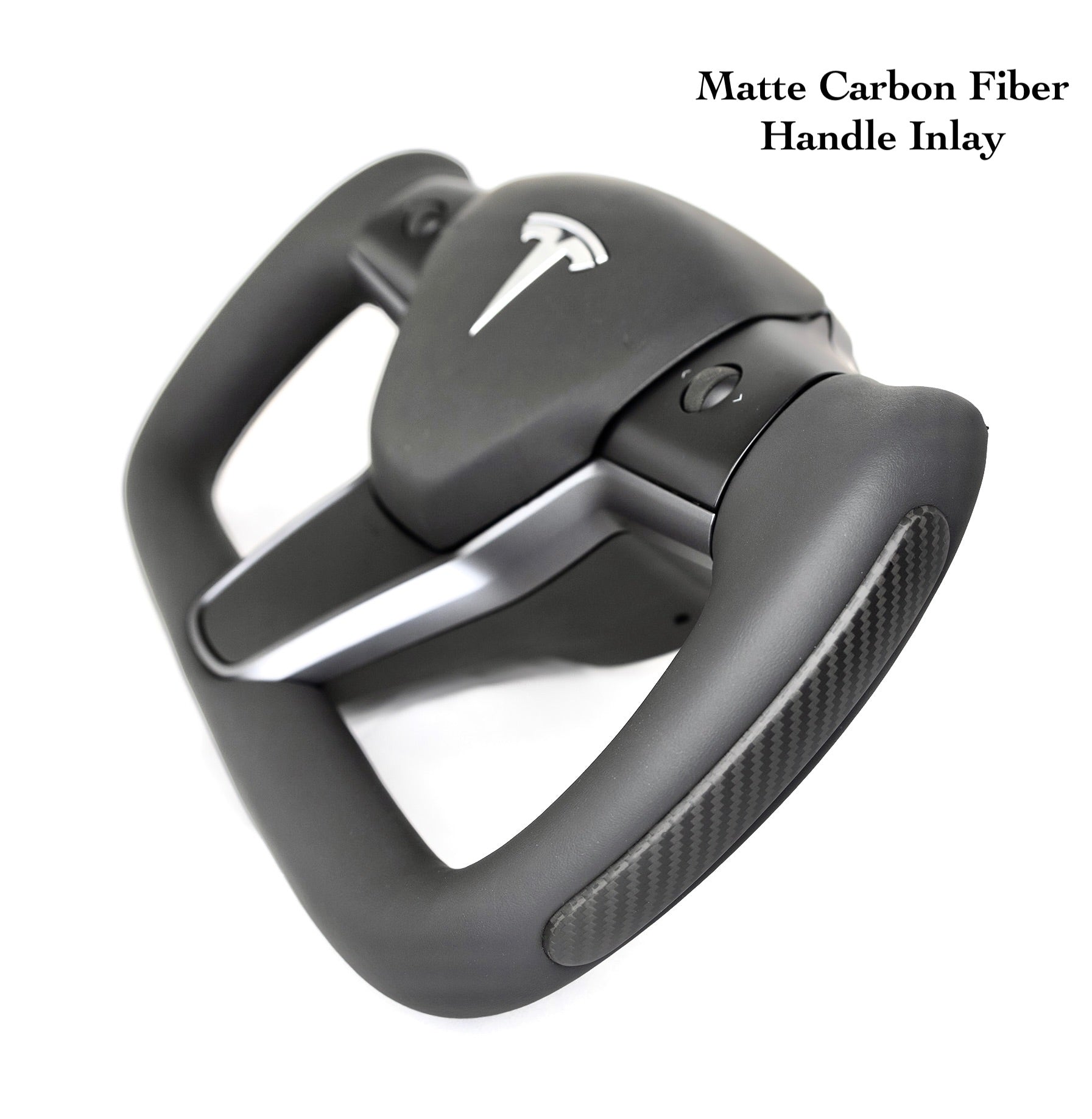 Model 3 &amp; Y Rounded Base Heated Yoke Steering Wheel - Real Molded Carbon Fiber Handle Inlays