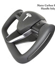 Model 3 & Y Rounded Base Heated Yoke Steering Wheel -Real Molded Carbon Fiber Handle Inlays