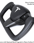 Model 3 & Y Rounded Base Heated Yoke Steering Wheel -Real Molded Carbon Fiber Handle Inlays