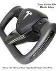 Model 3 & Y Rounded Base Heated Yoke Steering Wheel -Real Molded Carbon Fiber Handle Inlays