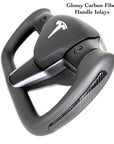 Model 3 & Y Rounded Base Heated Yoke Steering Wheel -Real Molded Carbon Fiber Handle Inlays