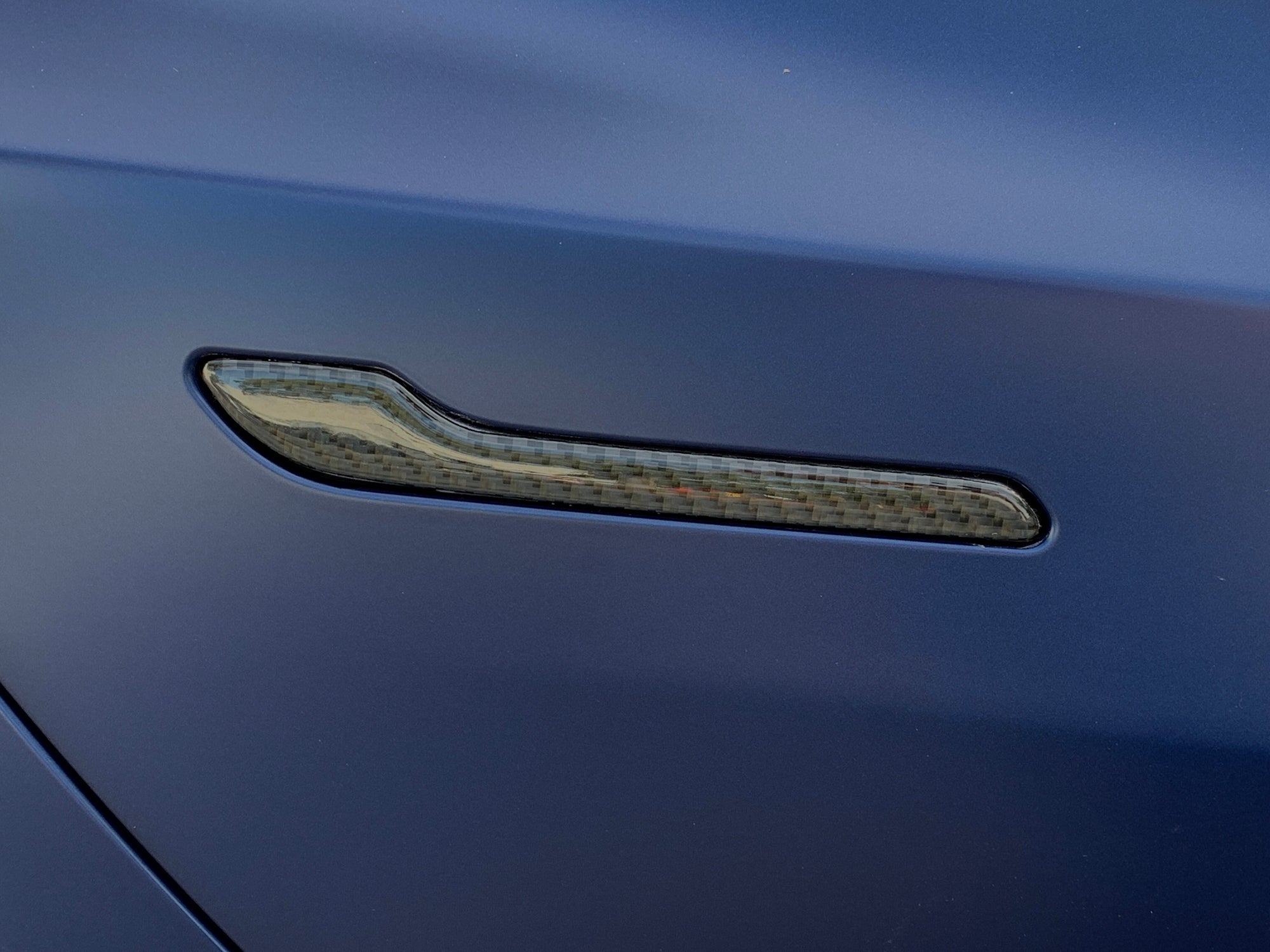 Model 3 &amp; Y Door Handle Overlay - Flexible Urethane Carbon Fiber